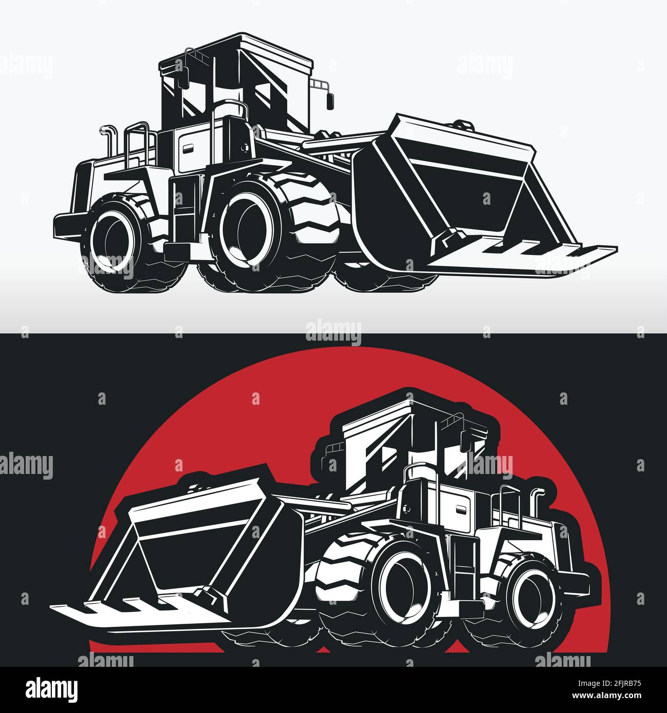 Silhouette Bulldozer Earthmover Construction Heavy Machinery Stencil Stock Vector