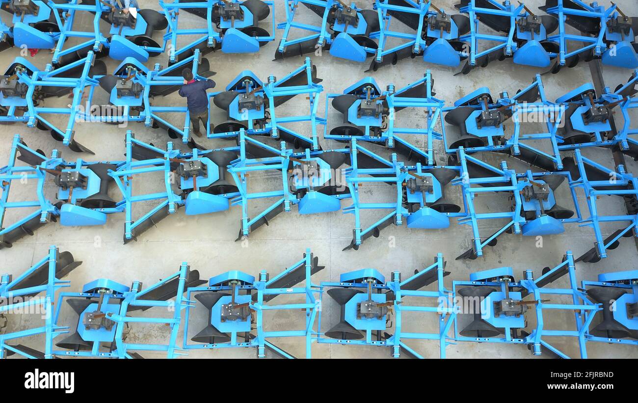 Lianyungang, China. 25th Apr, 2021. The rotary cultivators sell well during the spring ploughing in Lianyungang, Jiangsu, China on 25th April, 2021.(Photo by TPG/cnsphotos) Credit: TopPhoto/Alamy Live News Stock Photo