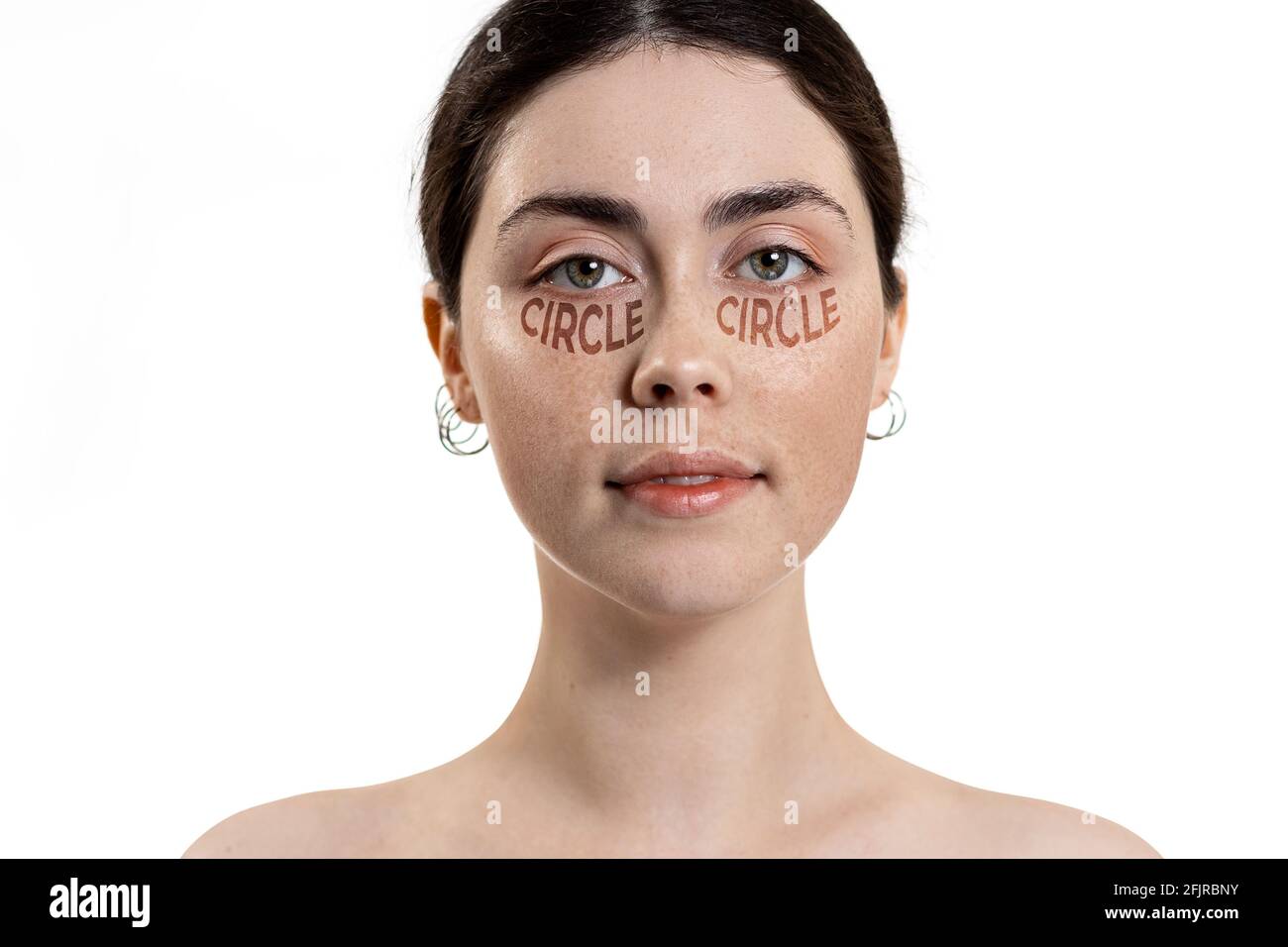 Portrait of a young beautiful woman, with dark circles under her eyes