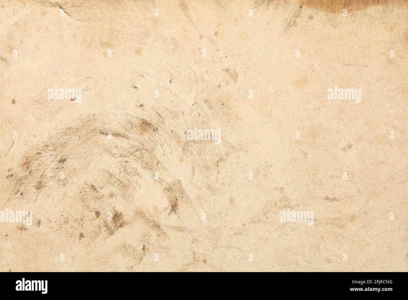 Old paper with black stains and signs texture background Stock Photo