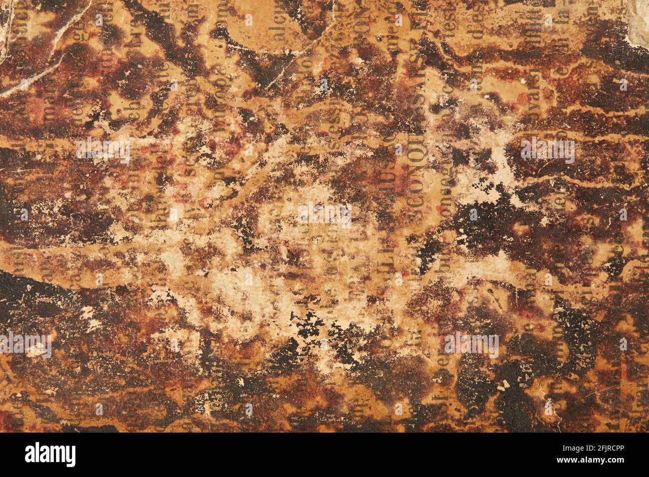 Brown, ancient, burnt printed page texture background Stock Photo