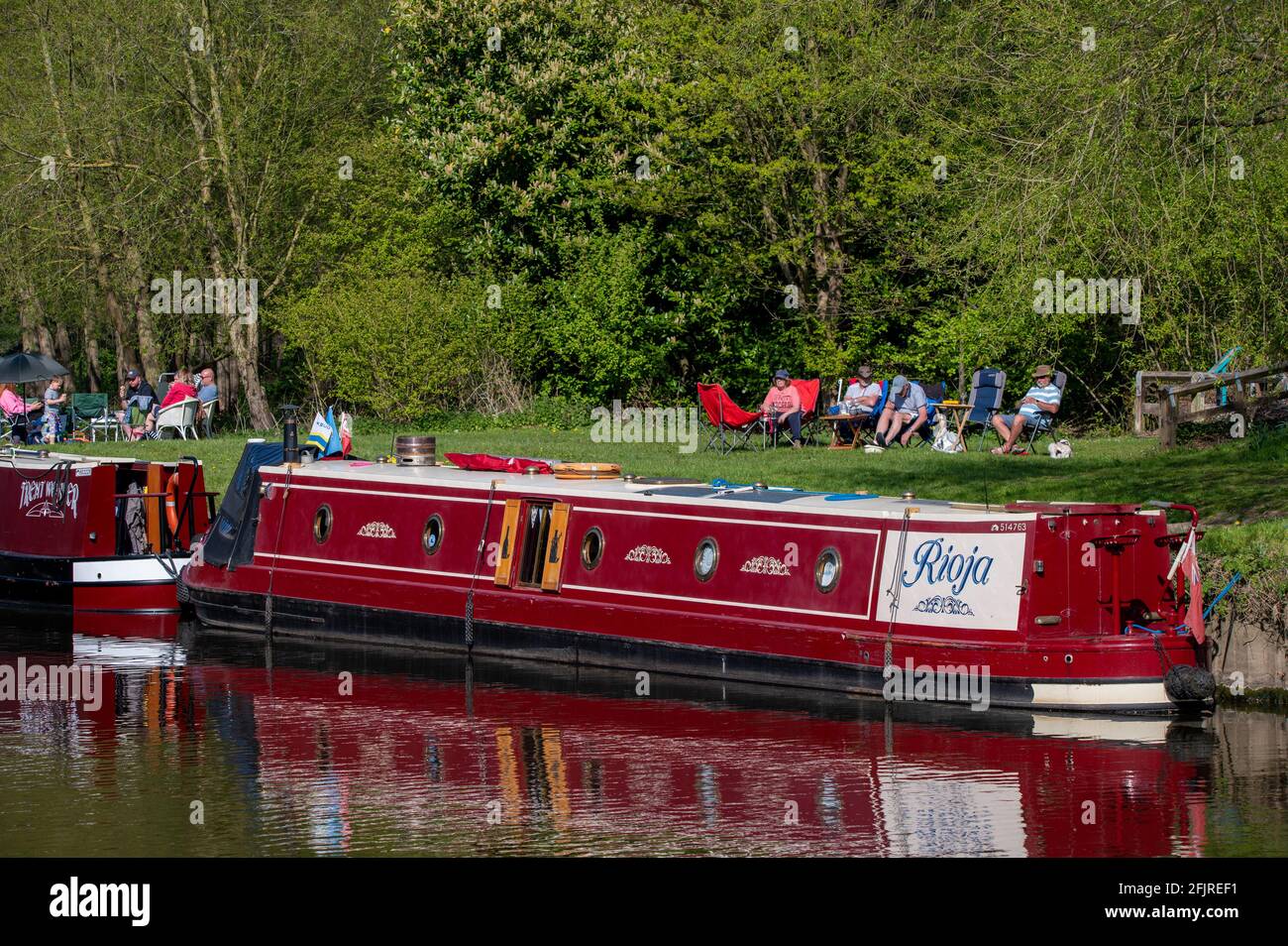 Canal boat cruisers on the South Yorkshire Navigational Canal at Sprotbrough Stock Photo