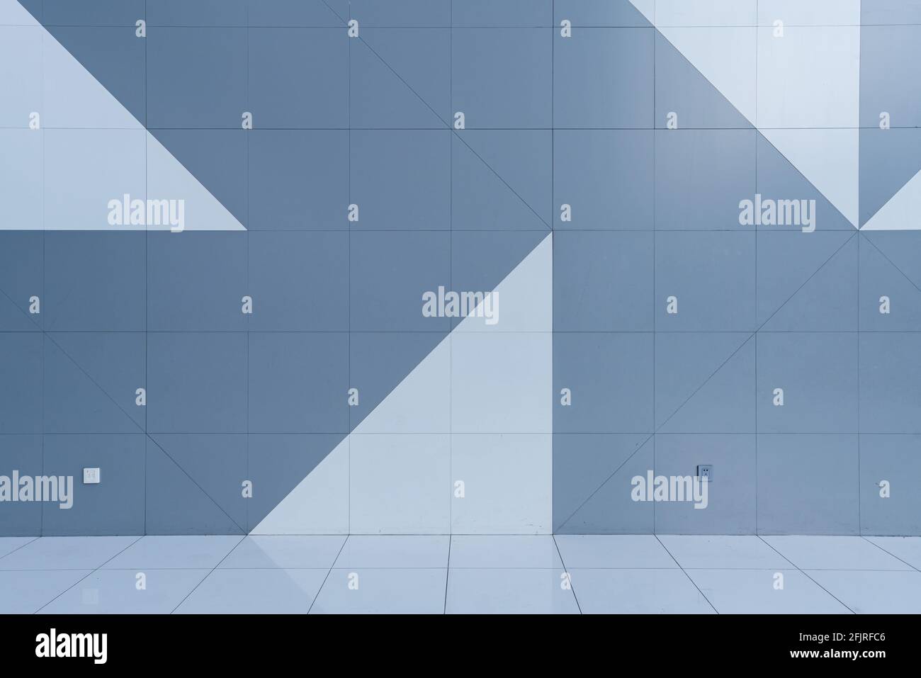 Modern blue and white tile wall background Stock Photo