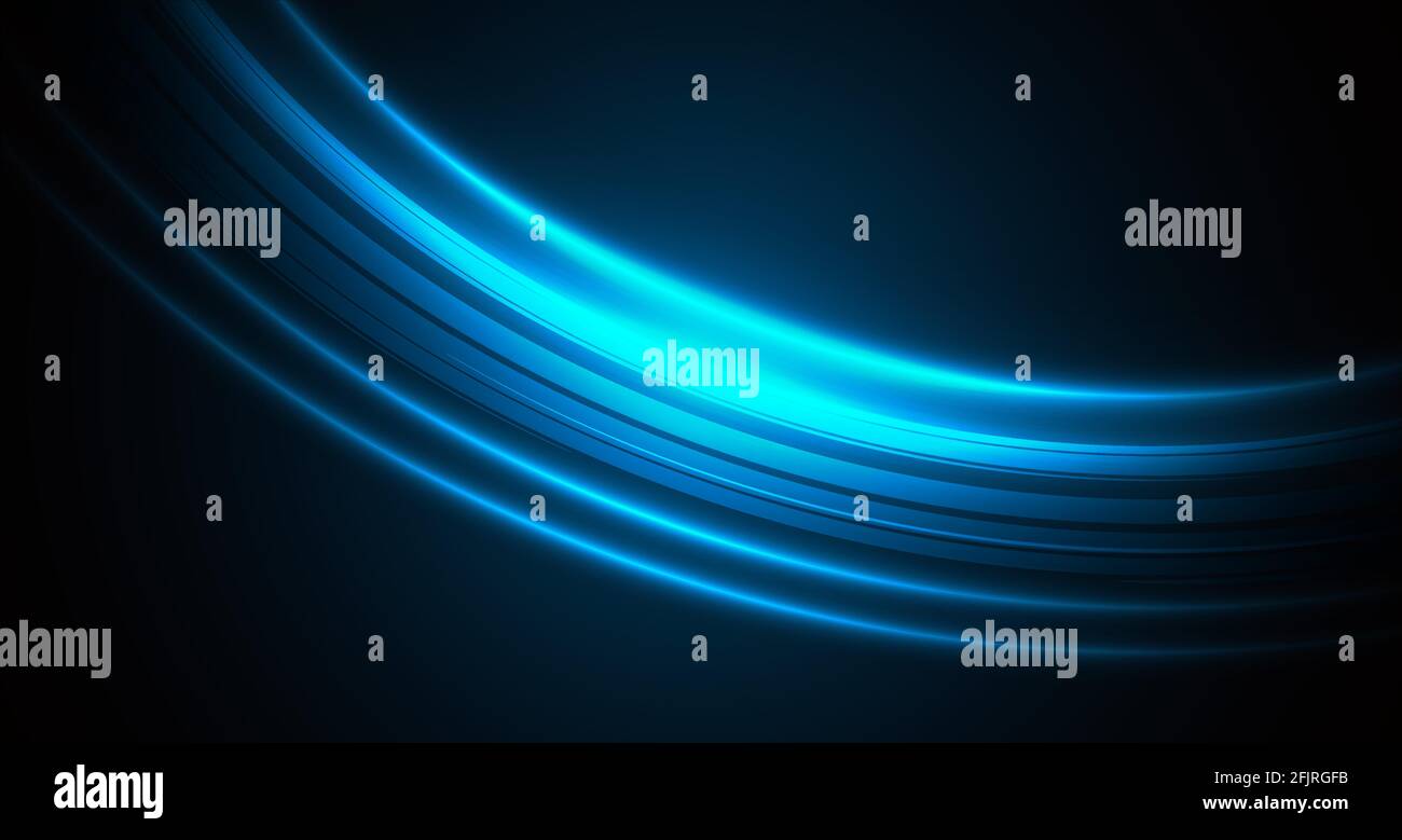 Blue vector design element, glowing brush stroke in dark space, graphic cover design element Stock Vector