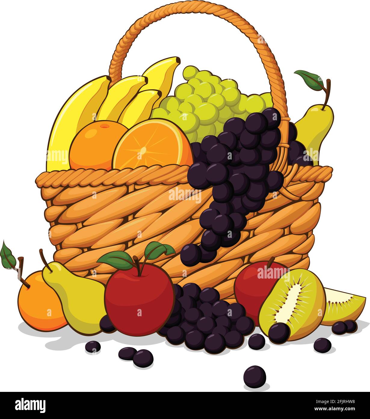 Fresh Fruits Parcel in Wooden Basket Cartoon Illustration Drawing Stock  Vector Image & Art - Alamy