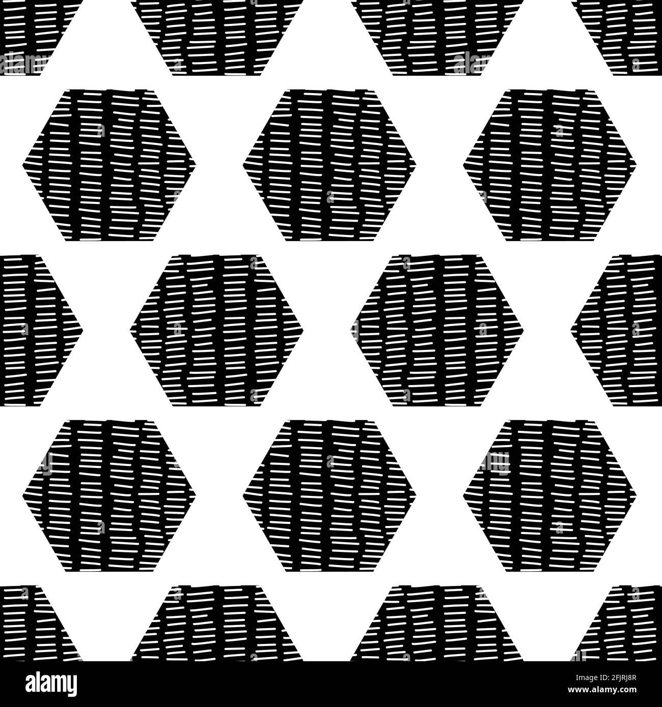 Abstract geometric seamless vector background black hexagons on white ...