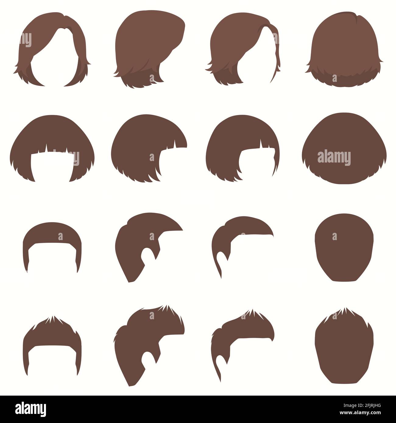 woman and man hair, vector hairstyle silhouette, front back and side view  Stock Vector Image & Art - Alamy