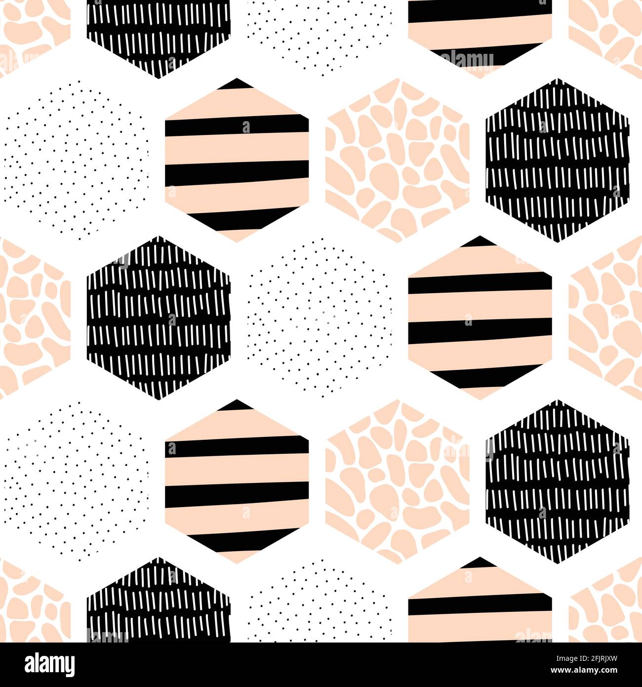 Seamless vector pattern abstract geometric hexagon shapes with hand ...