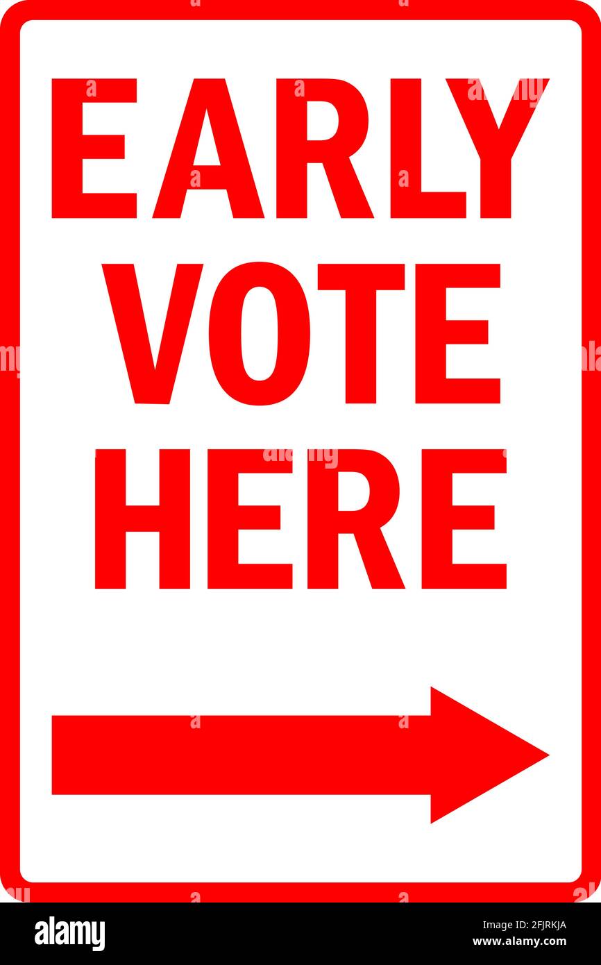 Early vote here sign. Election polling place direction symbol. Stock Vector