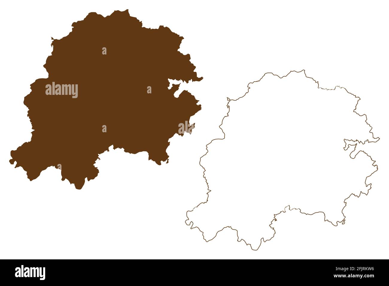 Hersfeld-Rotenburg district (Federal Republic of Germany, rural district Kassel region, State of Hessen, Hesse, Hessia) map vector illustration, scrib Stock Vector