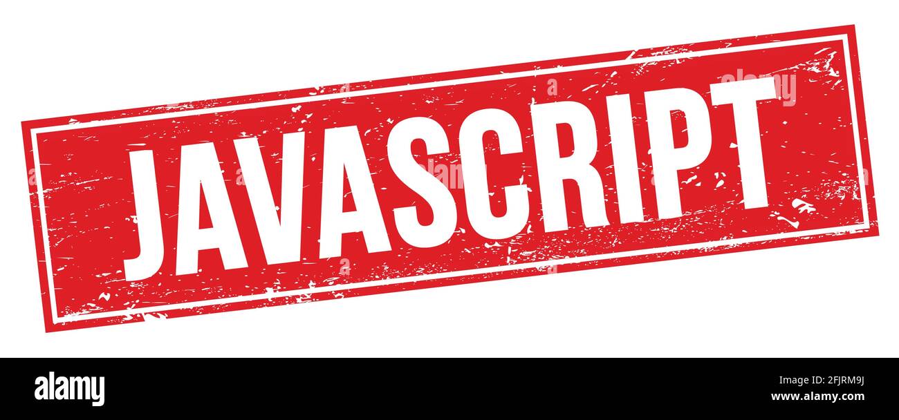 JAVASCRIPT text on red grungy rectangle stamp sign Stock Photo - Alamy