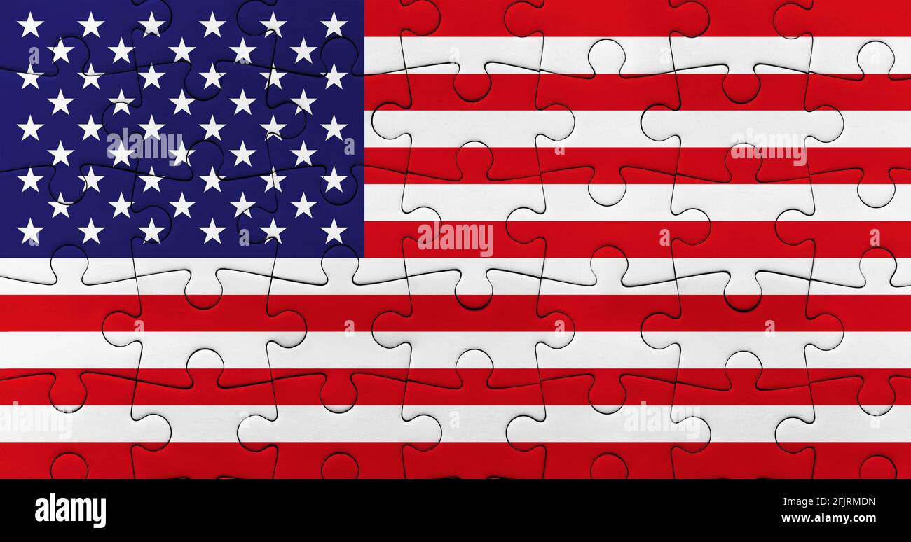 White jigsaw puzzle pattern isolated Stock Photo