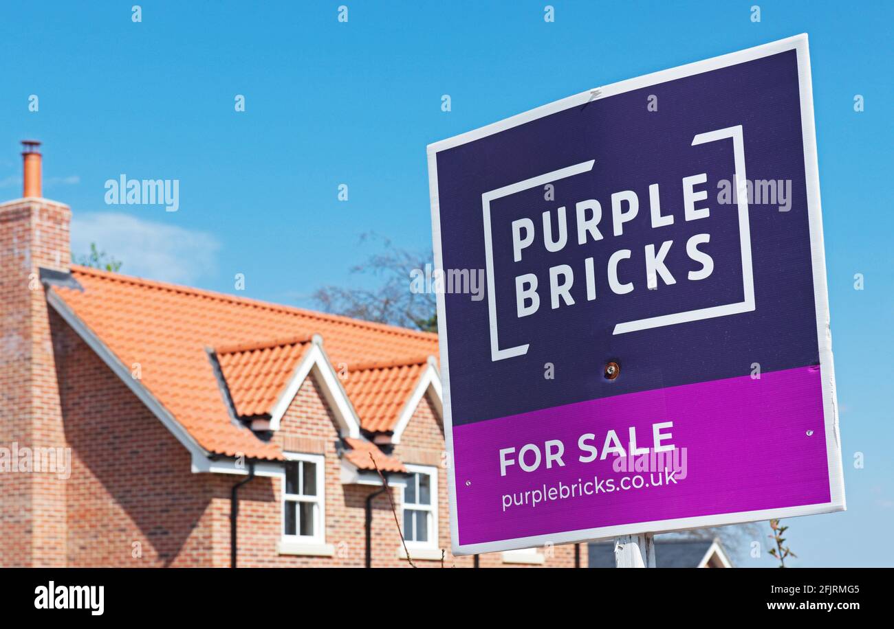 Newly-built house for sale, by Purple Bricks, in the village of Hemingbrough, North Yorkshire, England UK Stock Photo