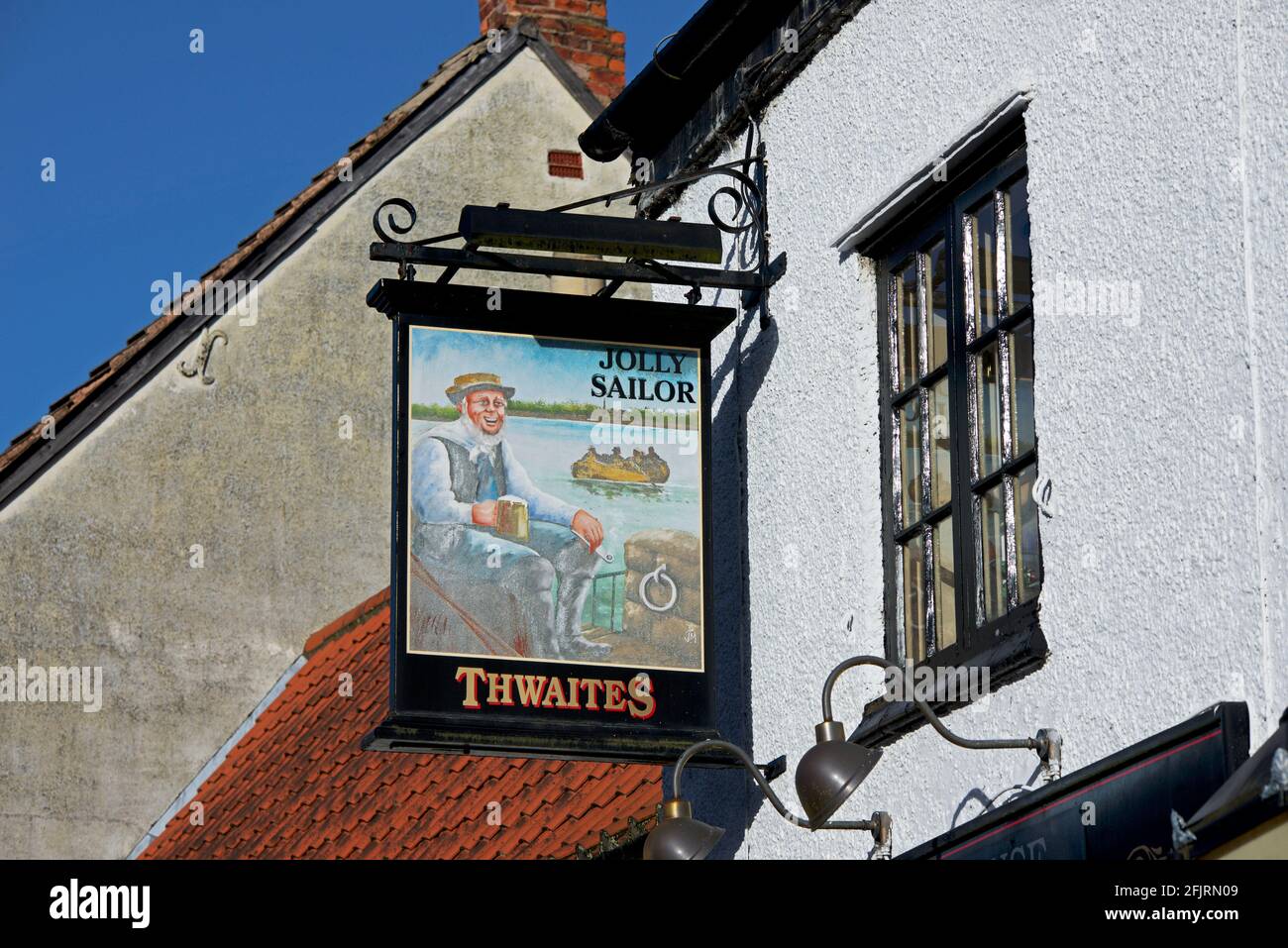Sign for the Jolly Sailor pub, in the village of Cawood, North Yorkshire, England UK Stock Photo