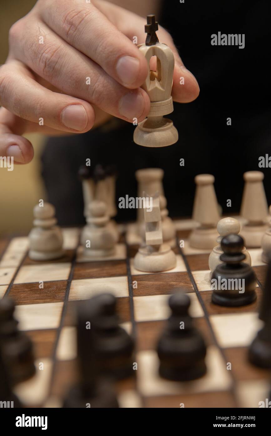 Hand Man Taking Chess Piece Make Next Move Chess Game Stock Photo by  ©guruxox 640426472