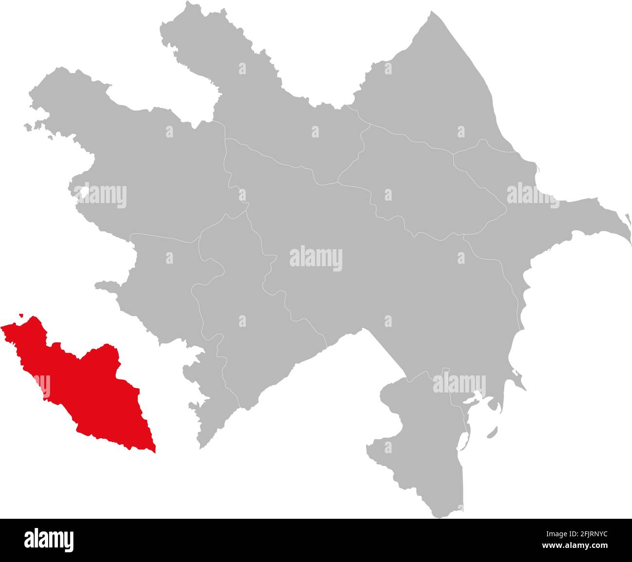 Nakhchivan region isolated on Azerbaijan. Gray background. Stock Vector