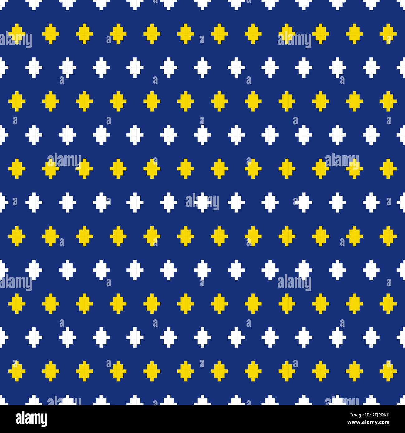 Ikat seamless pattern on blue background. Fabric designs and Wallpapers. Stock Vector
