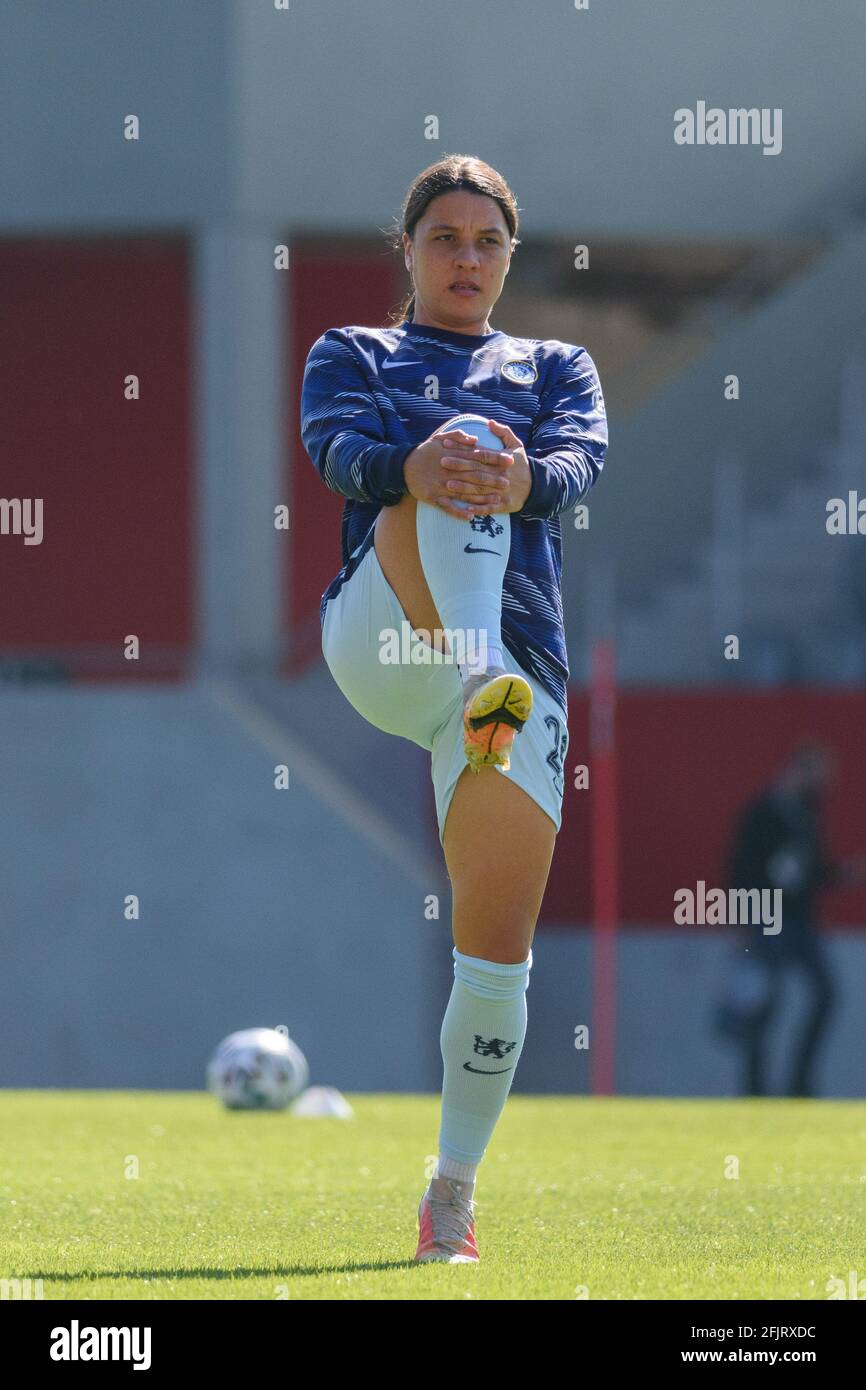 Munich, Germany. 25th Apr, 2021. Sam Kerr (20 Chelsea FC) before the