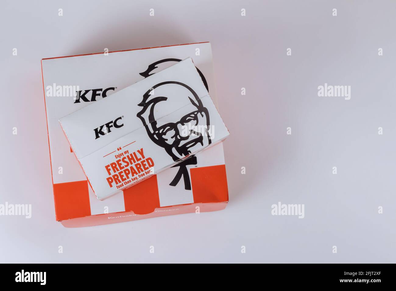 Restaurant Kentucky Fried Chicken KFC is a large restaurant chain set at fast food Stock Photo