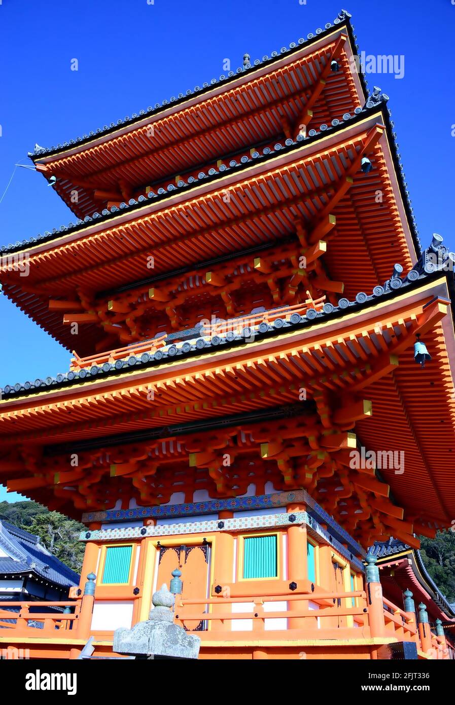 Kiyumizudera Temple stands on the waters of the Otowa waterfall