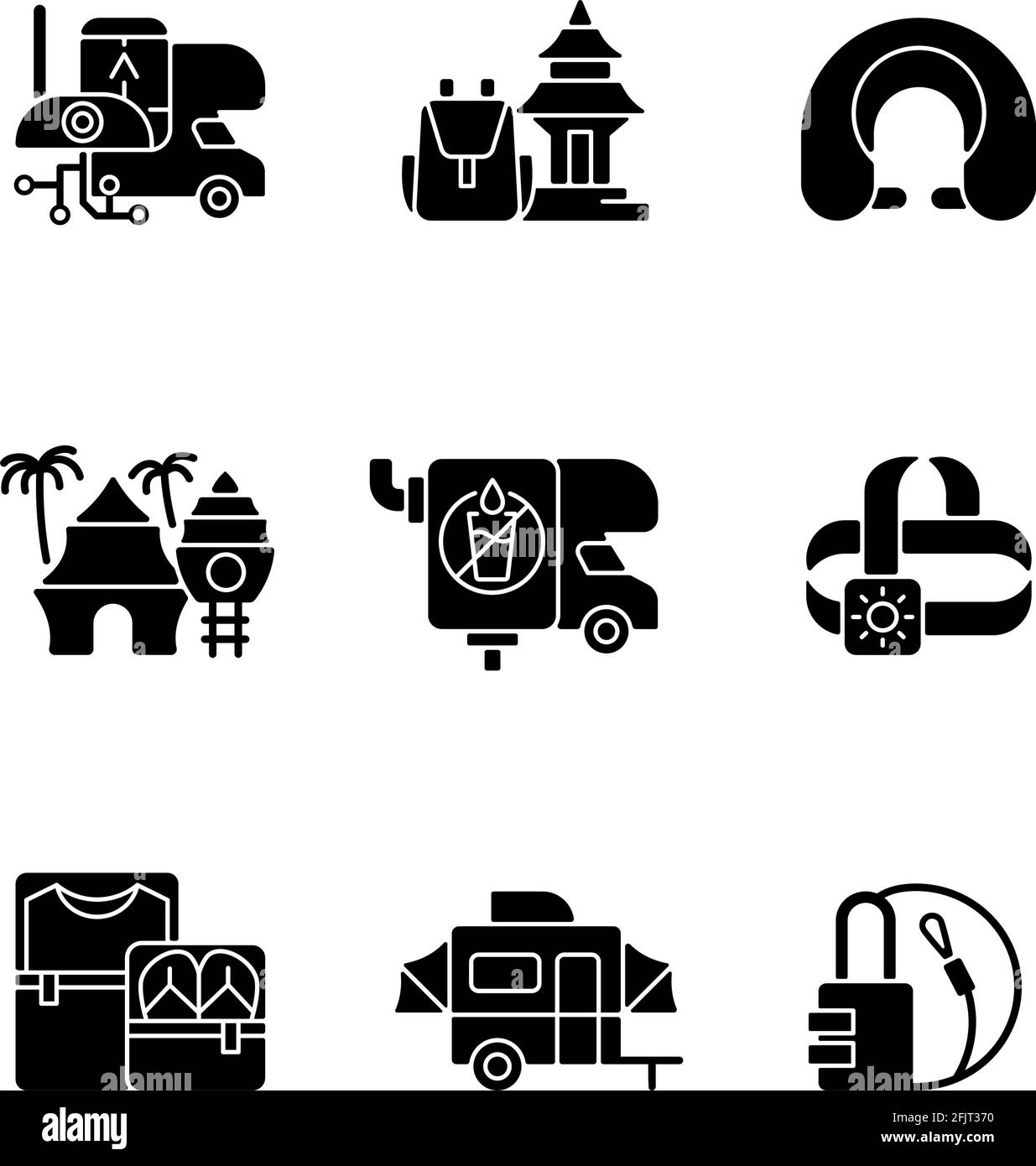 Roadtrip black glyph icons set on white space Stock Vector Image & Art ...