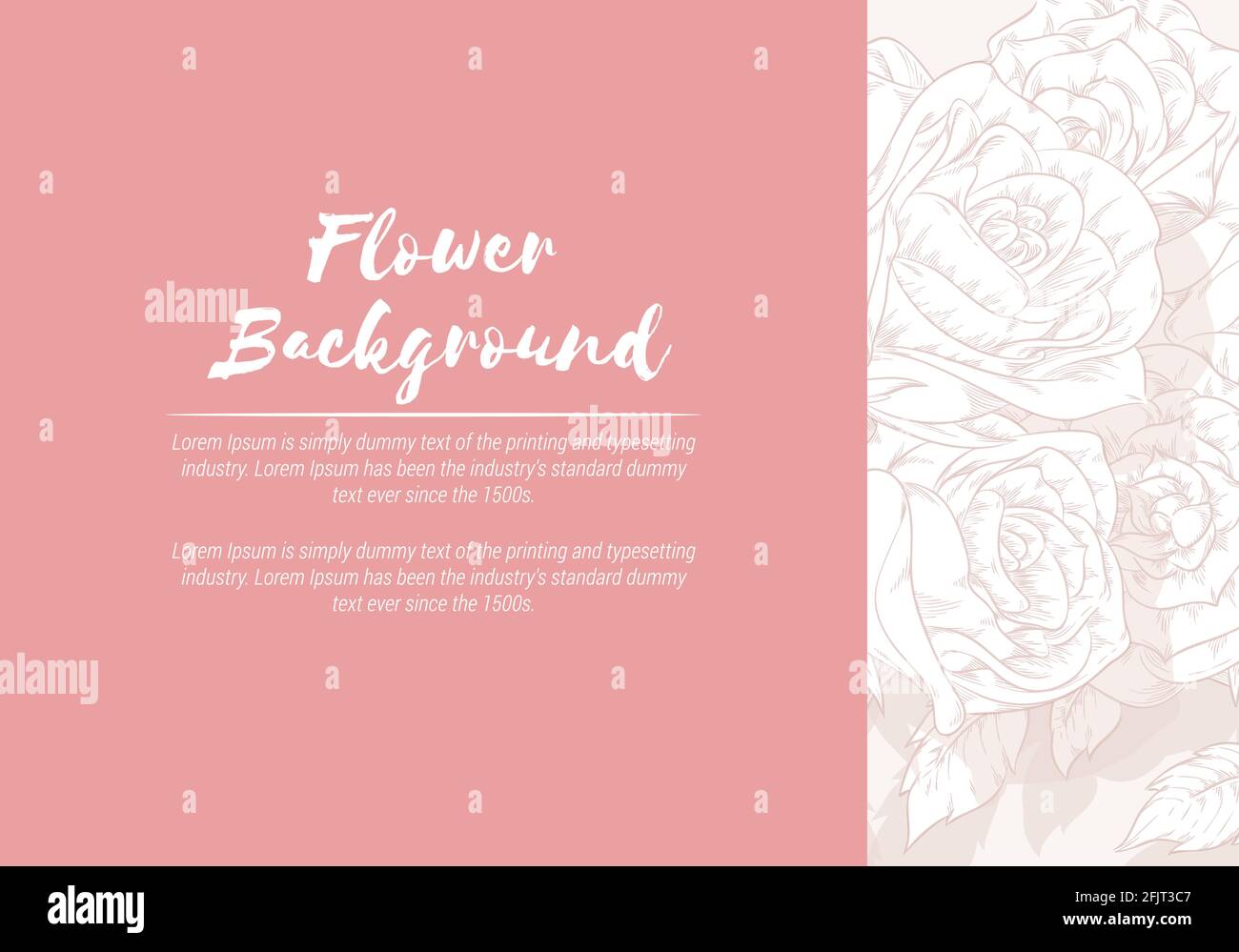 Background Floral Hand Drawn Rose Sketch Template Vector Layout Stock Vector