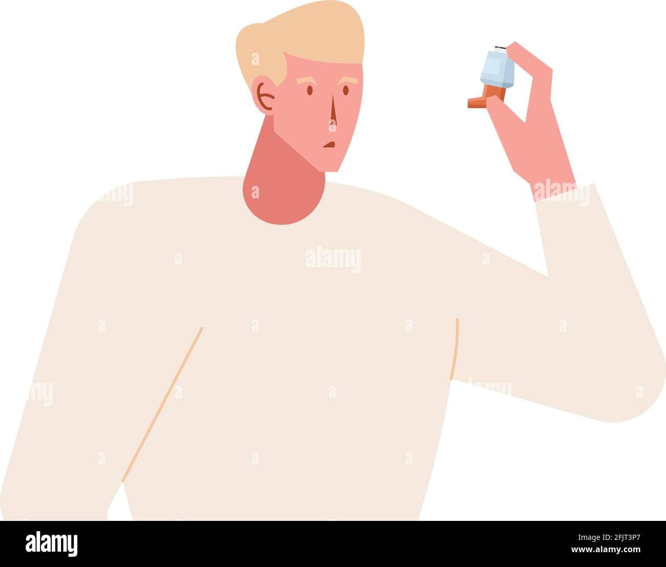 blond man using inhaler nebulizing Stock Vector Image & Art - Alamy