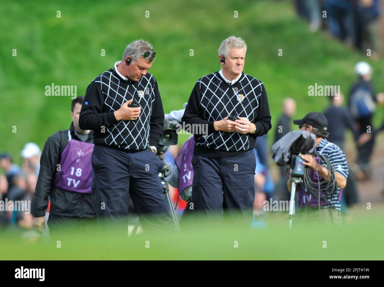 2010 38TH RYDER CUP AT CELTIC MANOR RESORT WALES. 1 October 2010, 2ndDAY FOURSOMES. .MONTY AND DARREN CLARK.  PICTURE DAVID ASHDOWN Stock Photo