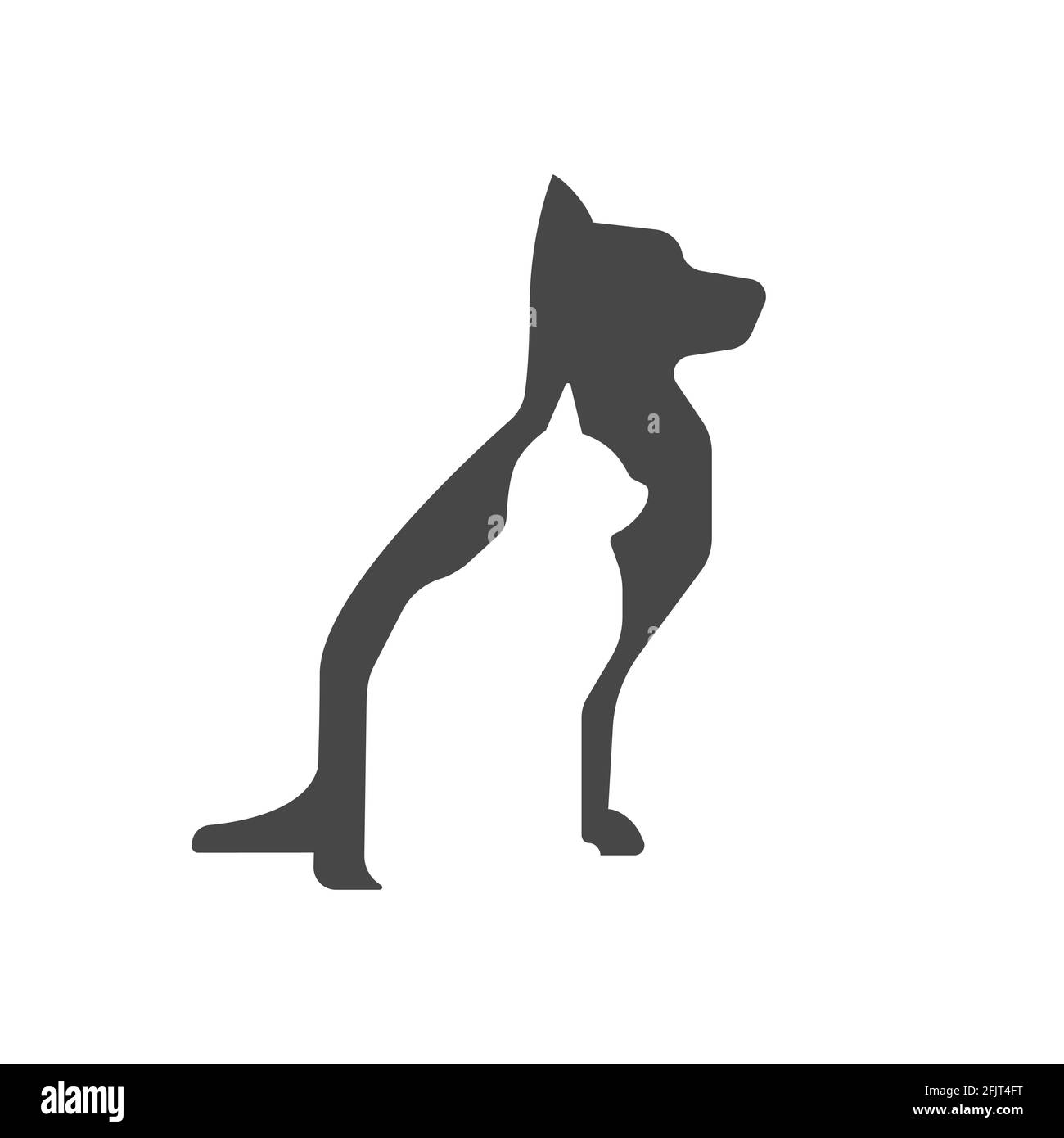 Pets black vector icon. Cat and dog silhouette symbol. Stock Vector