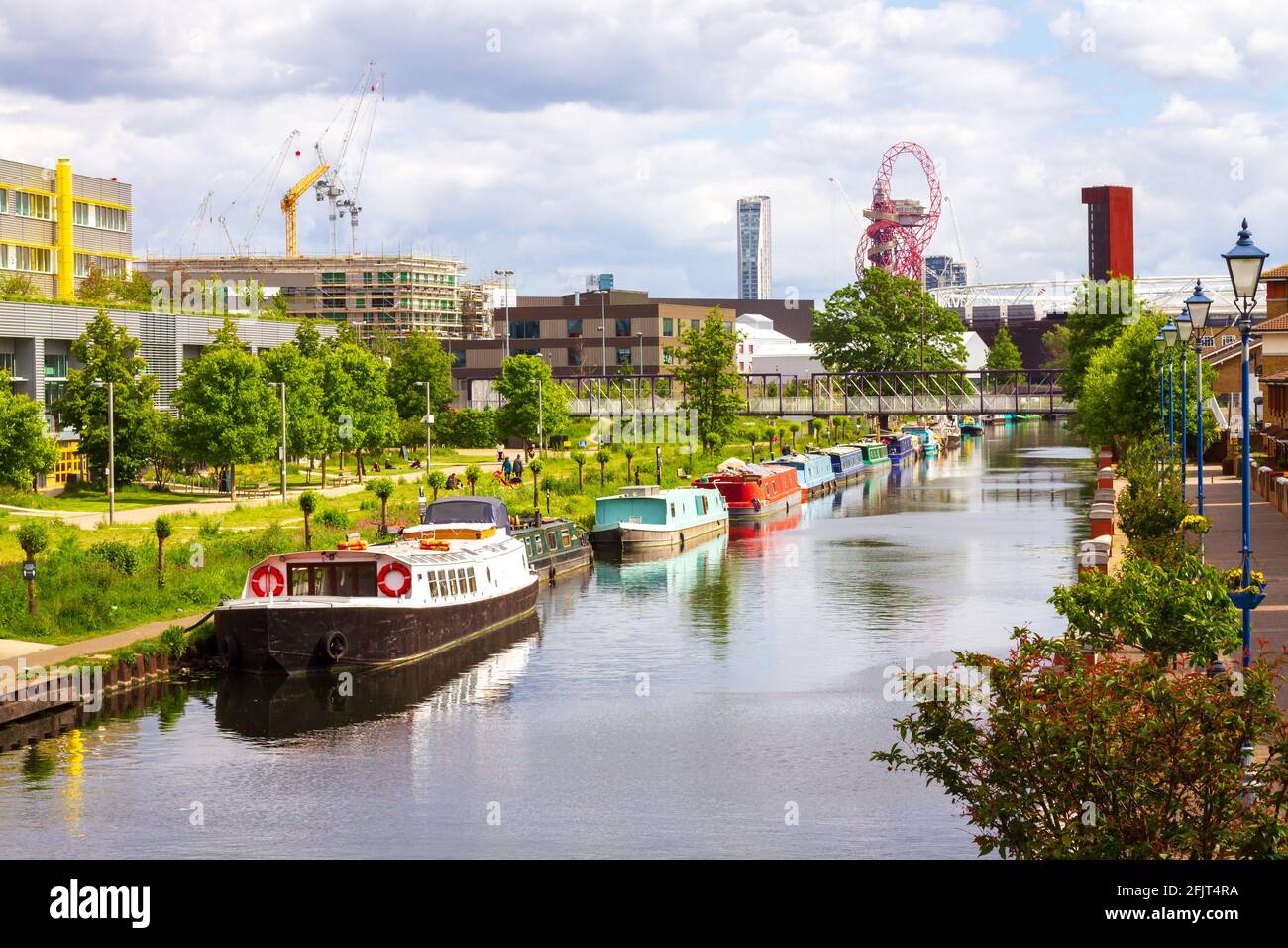 Bright, sunny day in London Hackney along thee river Lee Stock Photo