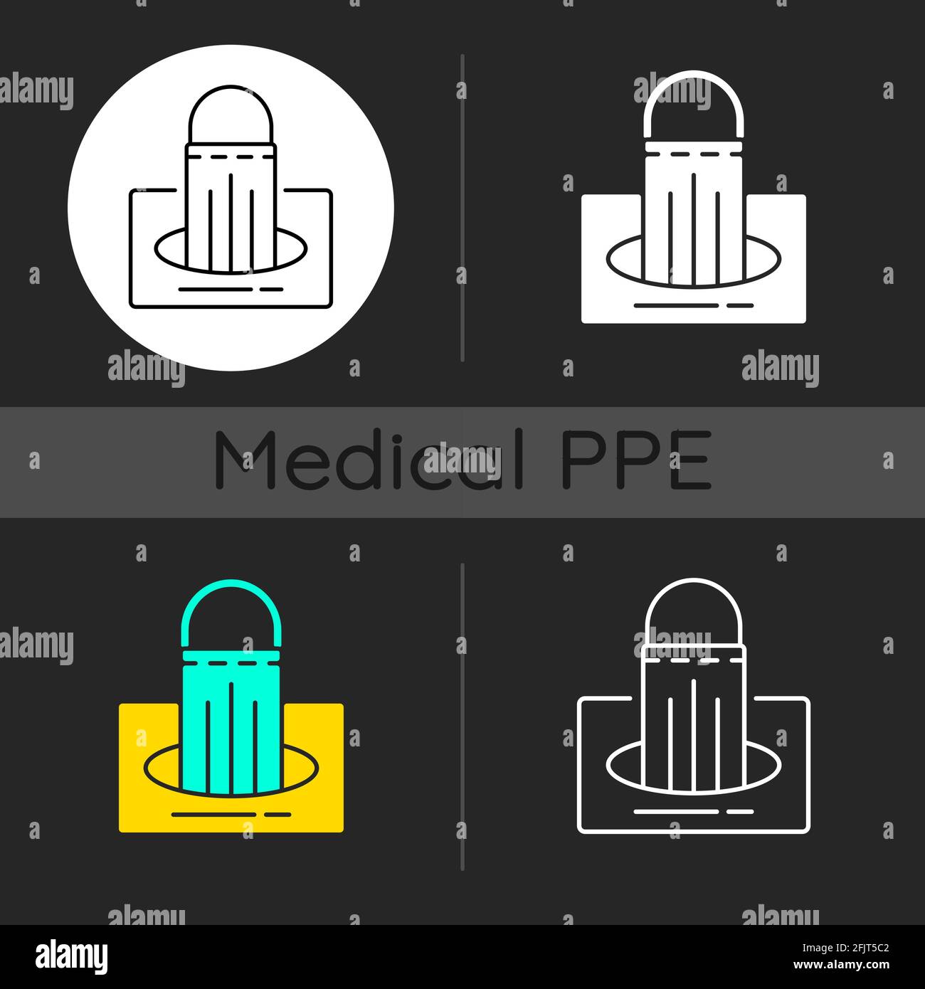 Masks in box dark theme icons set Stock Vector Image & Art - Alamy