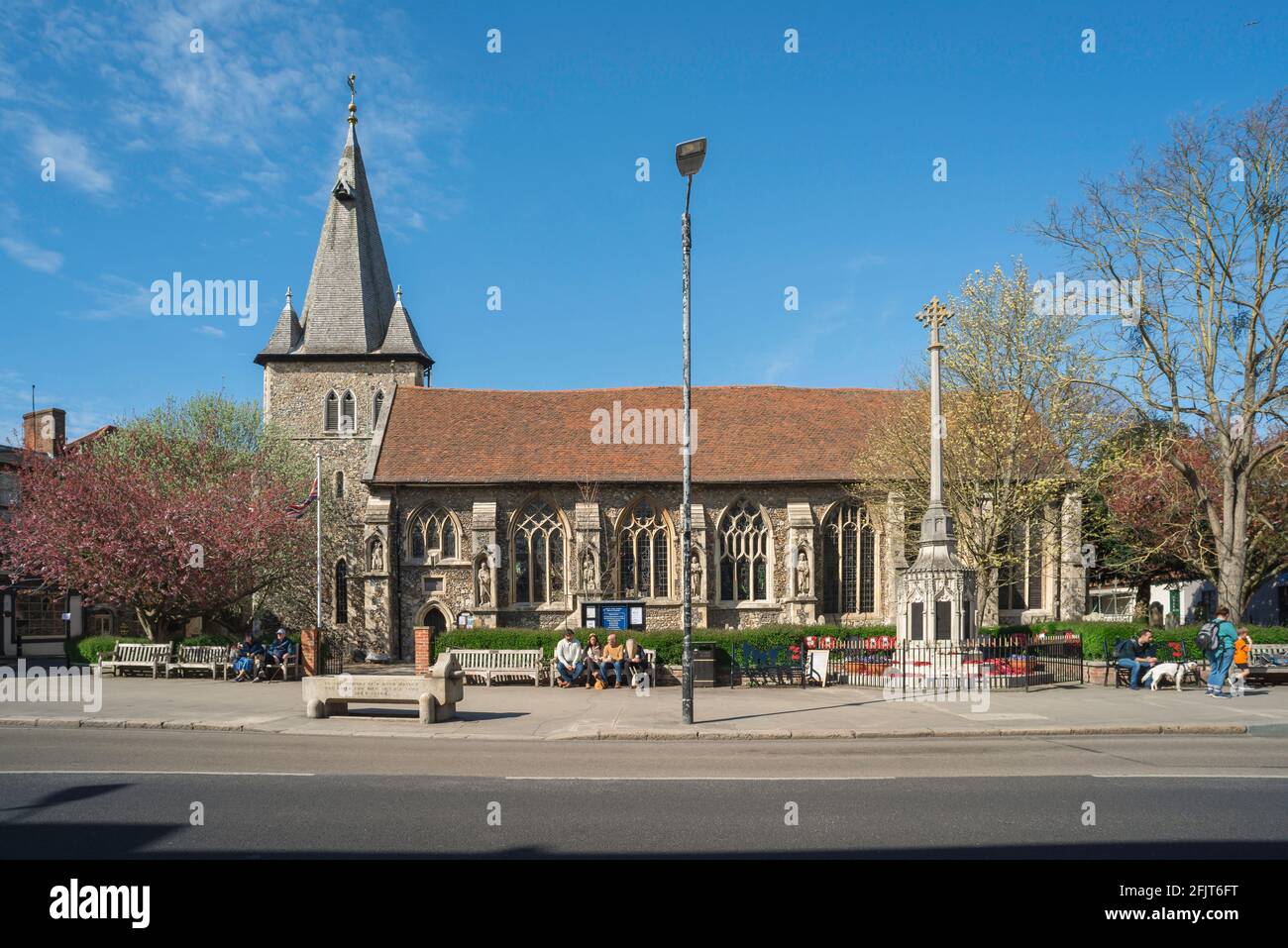 Maldon church Essex, view of All Saint's Church sited in the High Street in the centre of the Essex town of Maldon, England, UK Stock Photo