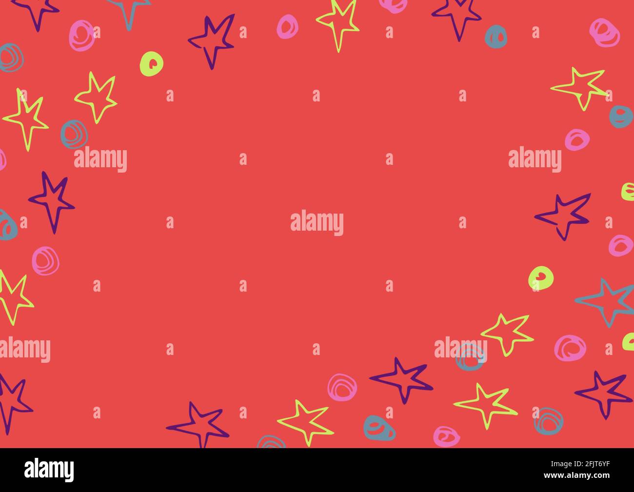 Digital generated image of multiple colorful stars against red background Stock Photo