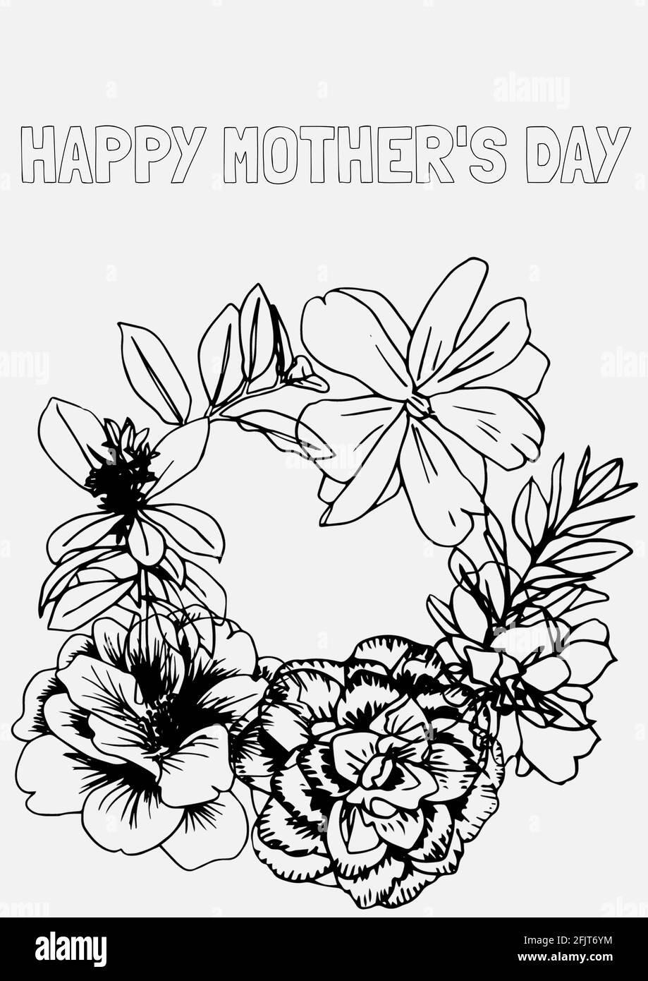 Happy mothers day text over floral design against white background Stock Photo