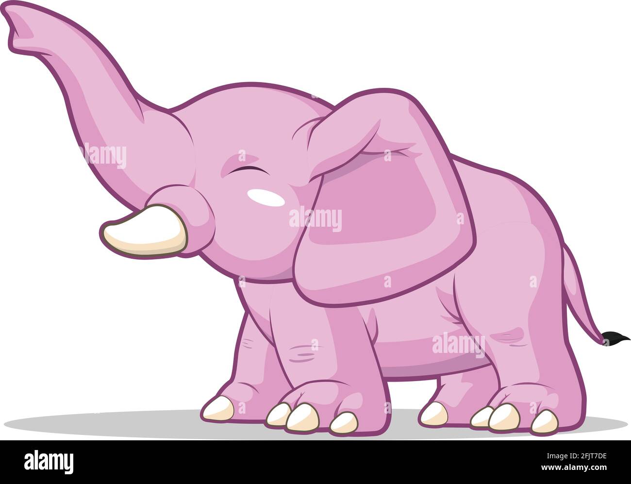 Elephant Greeting Raising Trunk Children Cartoon Mascot Illustration Drawing Stock Vector Image Art Alamy
