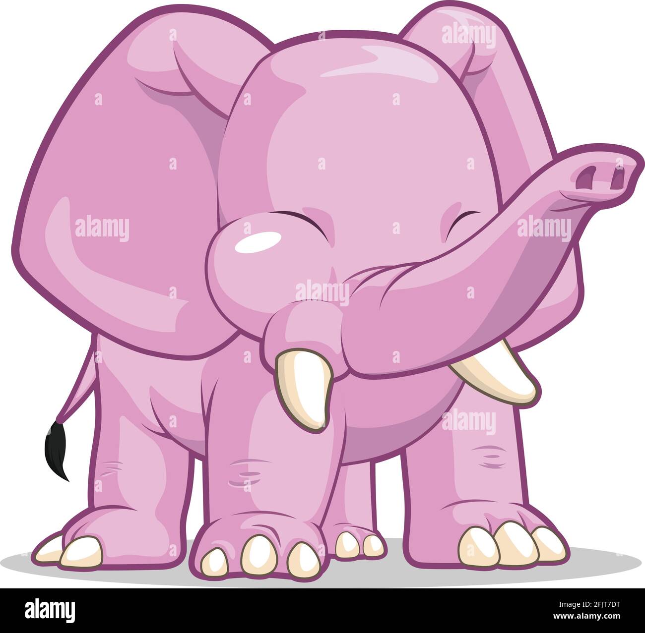 Cute Elephant Pointing Trunk Mascot Children Cartoon Vector Drawing ...