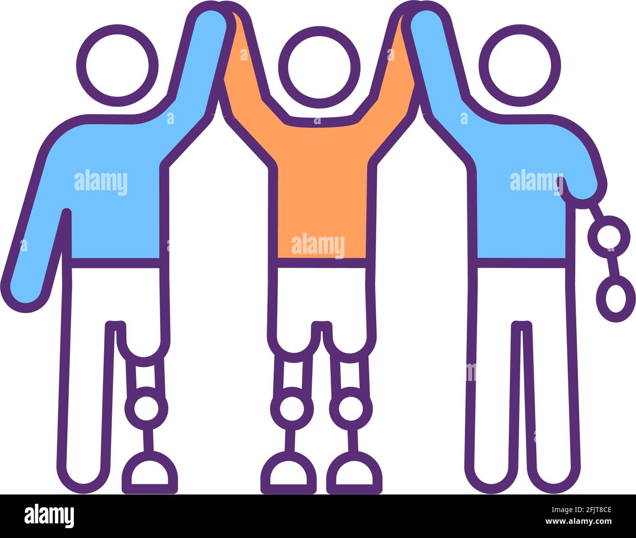 Prosthetic support group RGB color icon Stock Vector