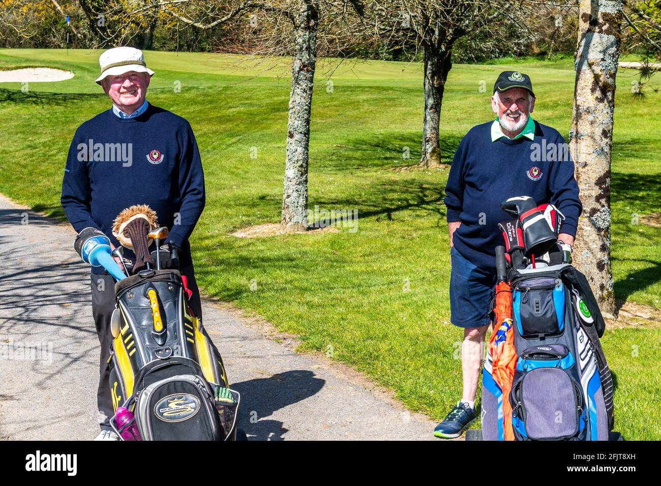 Kinsale, West Cork, Ireland. 26th Apr, 2021. Kinsale Golf Club was one of  many clubs around the country which reopened to members today. The club has  been closed since 30th December and