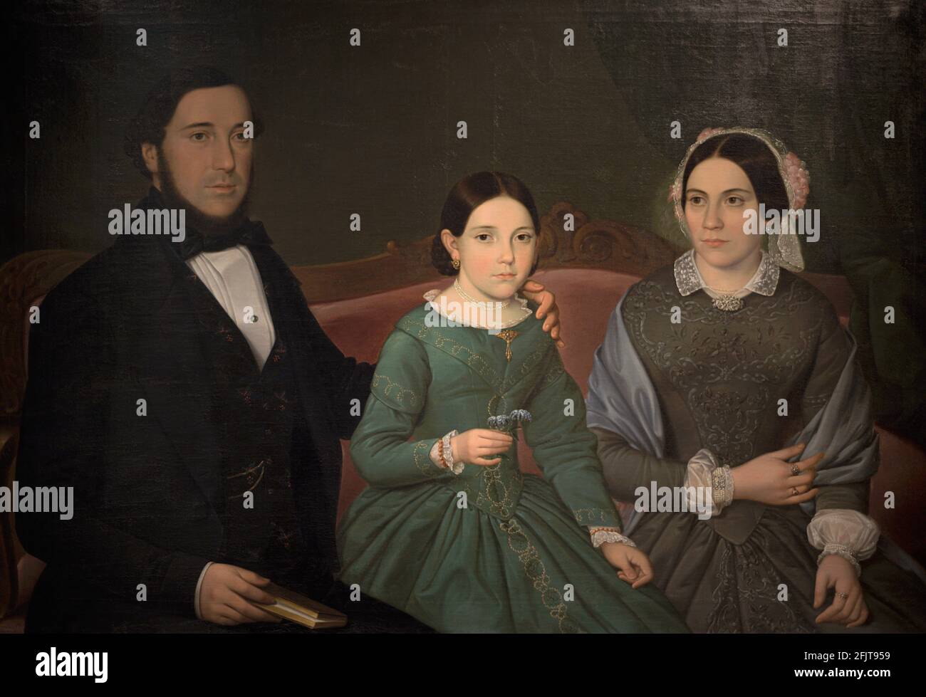 Joao de Almeida Santos (?-1875). Portuguese painter. Maria Clotilde Faria Fernandes and Family, 1850. Museum of Our Lady of Mercy (Museu da Misericordia do Porto). Porto. Portugal. Stock Photo