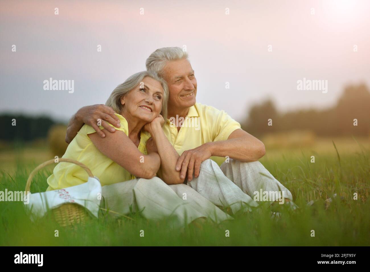 Portrait of beautiful senior couple in park Stock Photo - Alamy