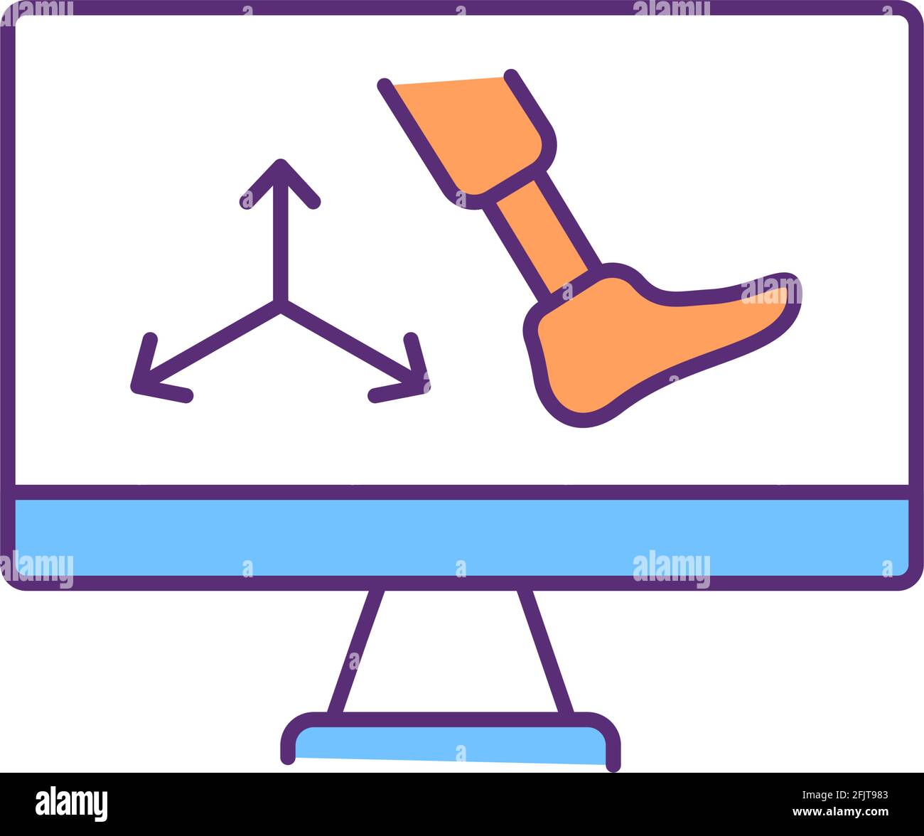 Prosthesis design RGB color icon Stock Vector