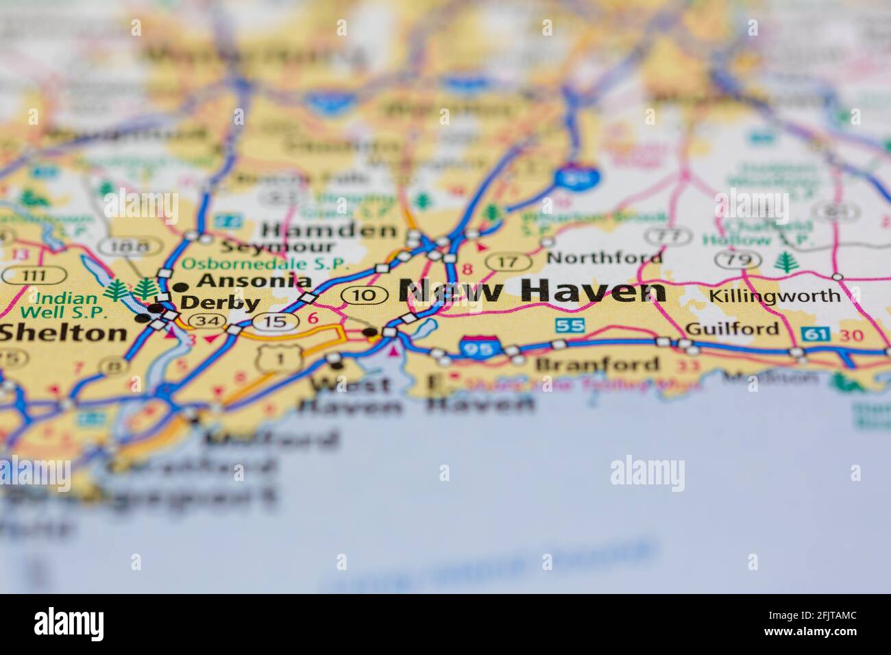 New Haven Connecticut USA And Surrounding Areas Shown On A Road Map Or   New Haven Connecticut Usa And Surrounding Areas Shown On A Road Map Or Geography Map 2FJTAMC 