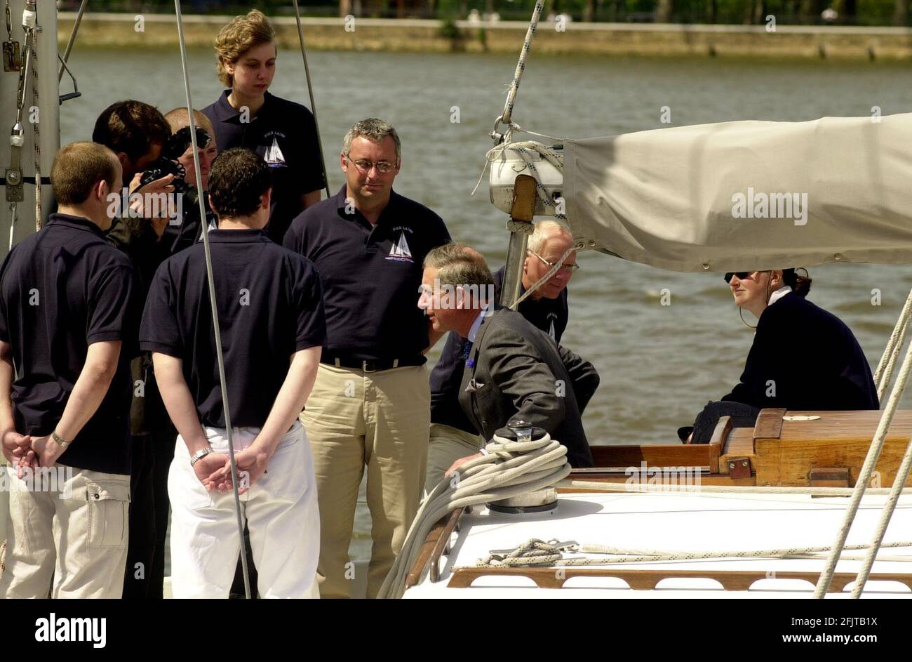 HIS ROYAL HIGHNESS PRINCE CHARLES MAY 2001ON BOARD THE 'JOHN LAING' BOAT WHICH WILL SAIL FROM PORTSMOUTH ON 27 AUGUST 2001 TO COMMENCE A TRIP TO THE ANTARCTIC PENINSULARS DANCO COAST WHERE THE TEAM OF 16 MEN AND WOMEN WILL SPEND 3 MONTHS EXPLORING LARGELY UNCHARTERED TERRITORY Stock Photo