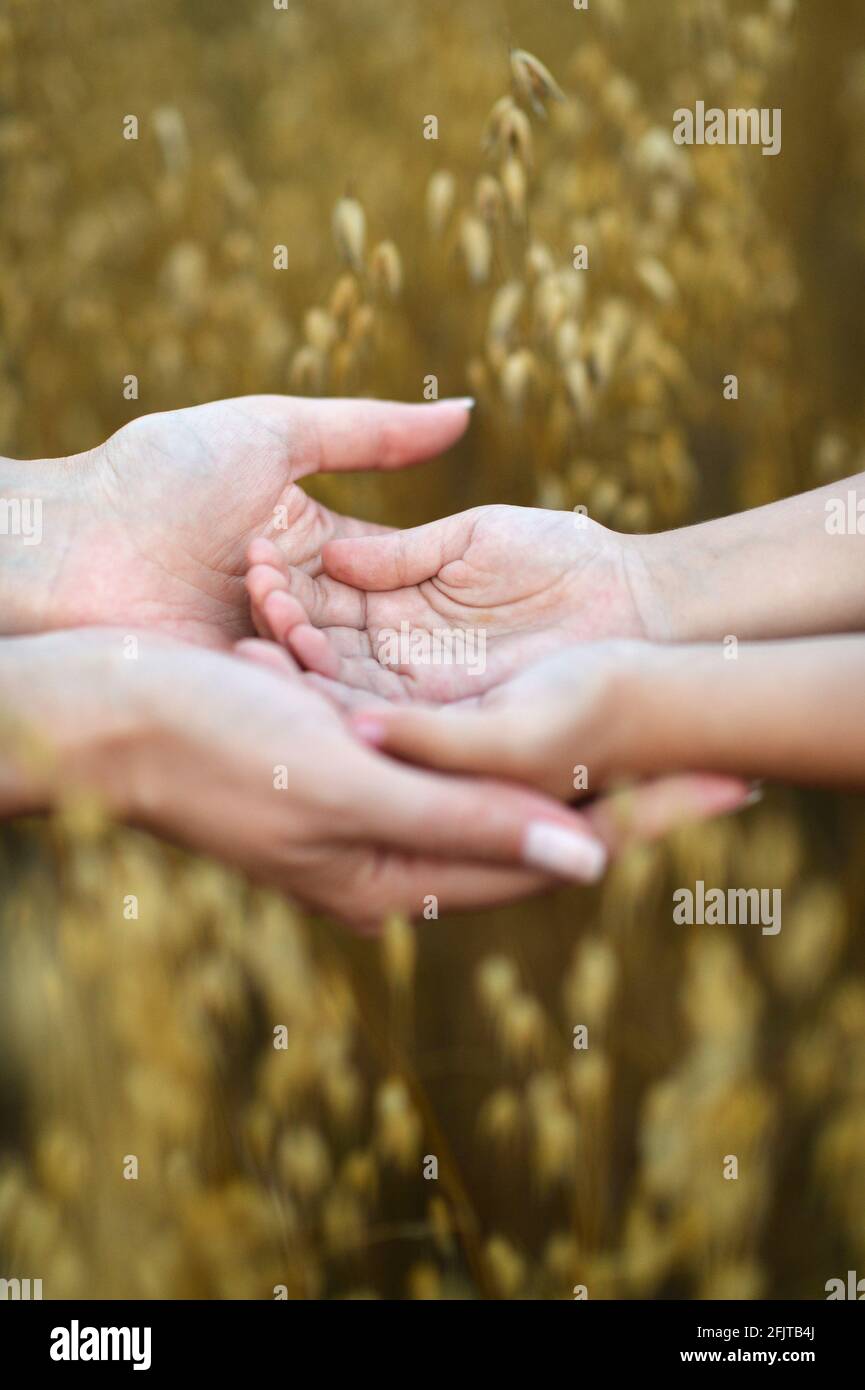 Portrait of daughter and mother holding hands Stock Photo - Alamy