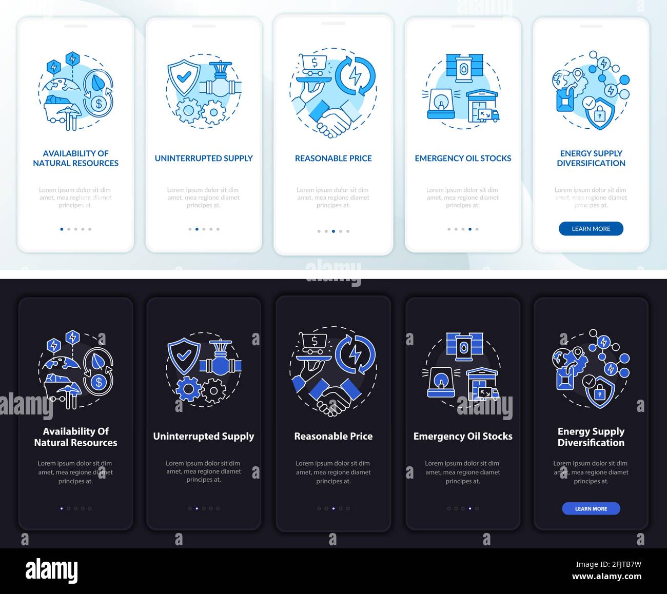 Energy safety units onboarding mobile app page screen with concepts ...