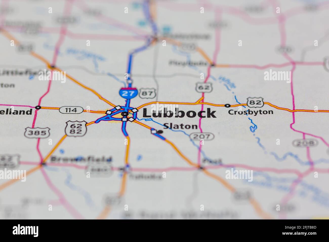 Lubbock Texas Usa And Surrounding Areas Shown On A Road Map Or