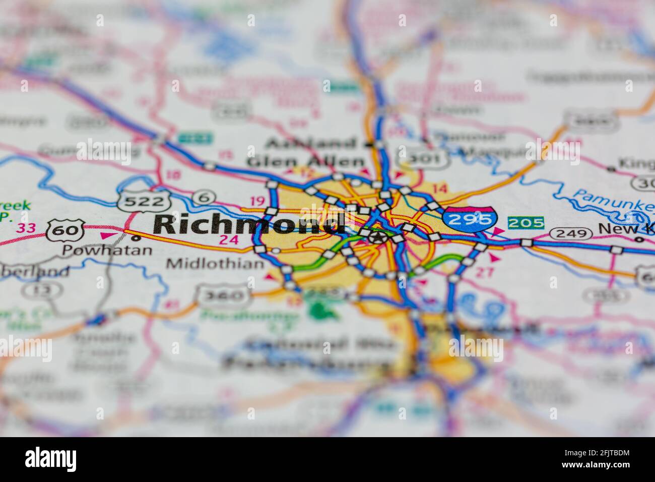 Richmond Virginia USA and surrounding areas Shown on a road map or Geography map Stock Photo Alamy