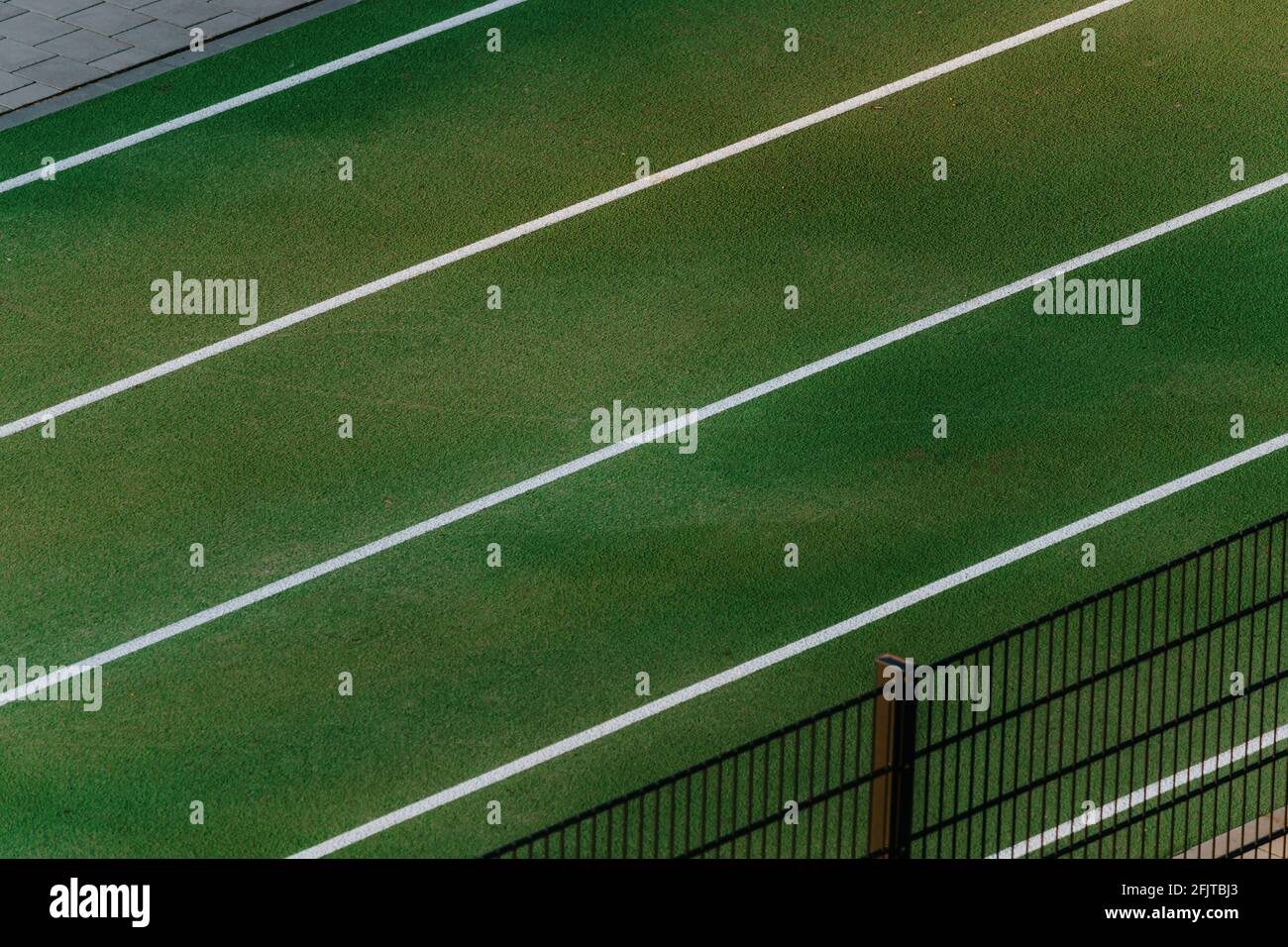 white lines on green race course Stock Photo Alamy
