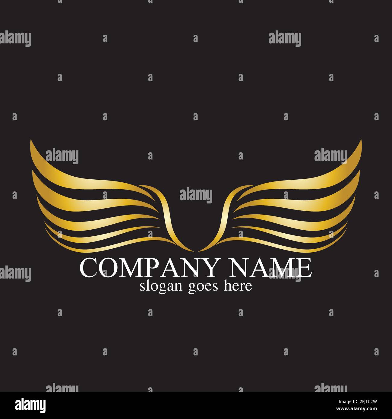 wings gold logo vector illustration templatevector Stock Vector Image