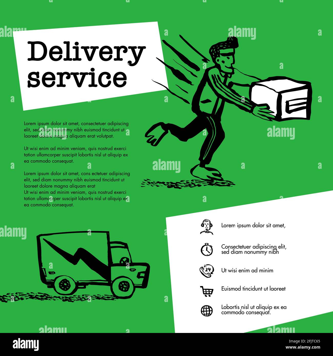 Delivery service concept. Web banner with Delivery guy handing a box on ...